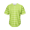 Green Harlequin Pattern Print Men's Baseball Jersey