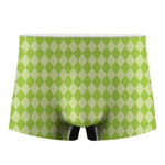 Green Harlequin Pattern Print Men's Boxer Briefs