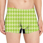 Green Harlequin Pattern Print Men's Boxer Briefs