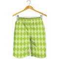 Green Harlequin Pattern Print Men's Shorts