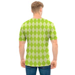 Green Harlequin Pattern Print Men's T-Shirt