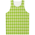 Green Harlequin Pattern Print Men's Tank Top