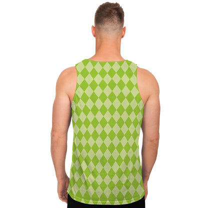 Green Harlequin Pattern Print Men's Tank Top