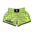 Green Harlequin Pattern Print Muay Thai Boxing Shorts