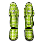 Green Harlequin Pattern Print Muay Thai Shin Guard