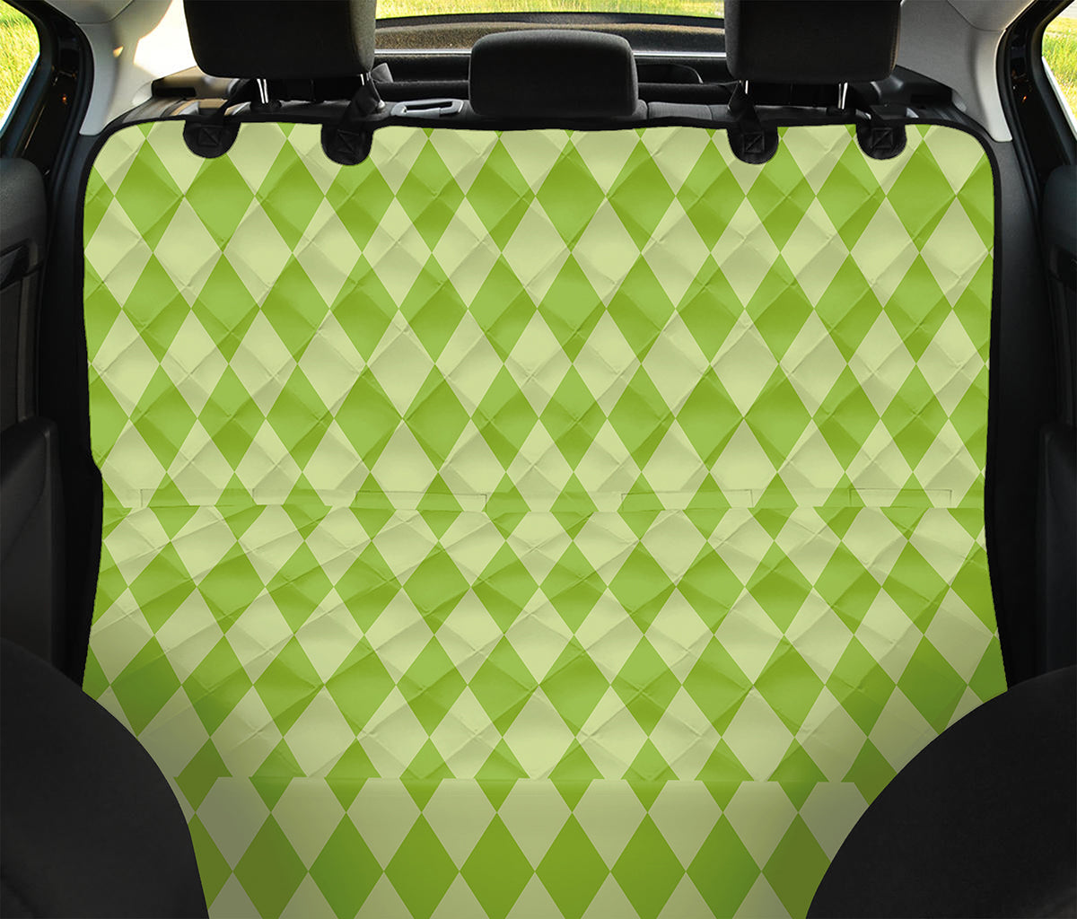 Green Harlequin Pattern Print Pet Car Back Seat Cover