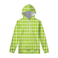 Green Harlequin Pattern Print Pullover Hoodie