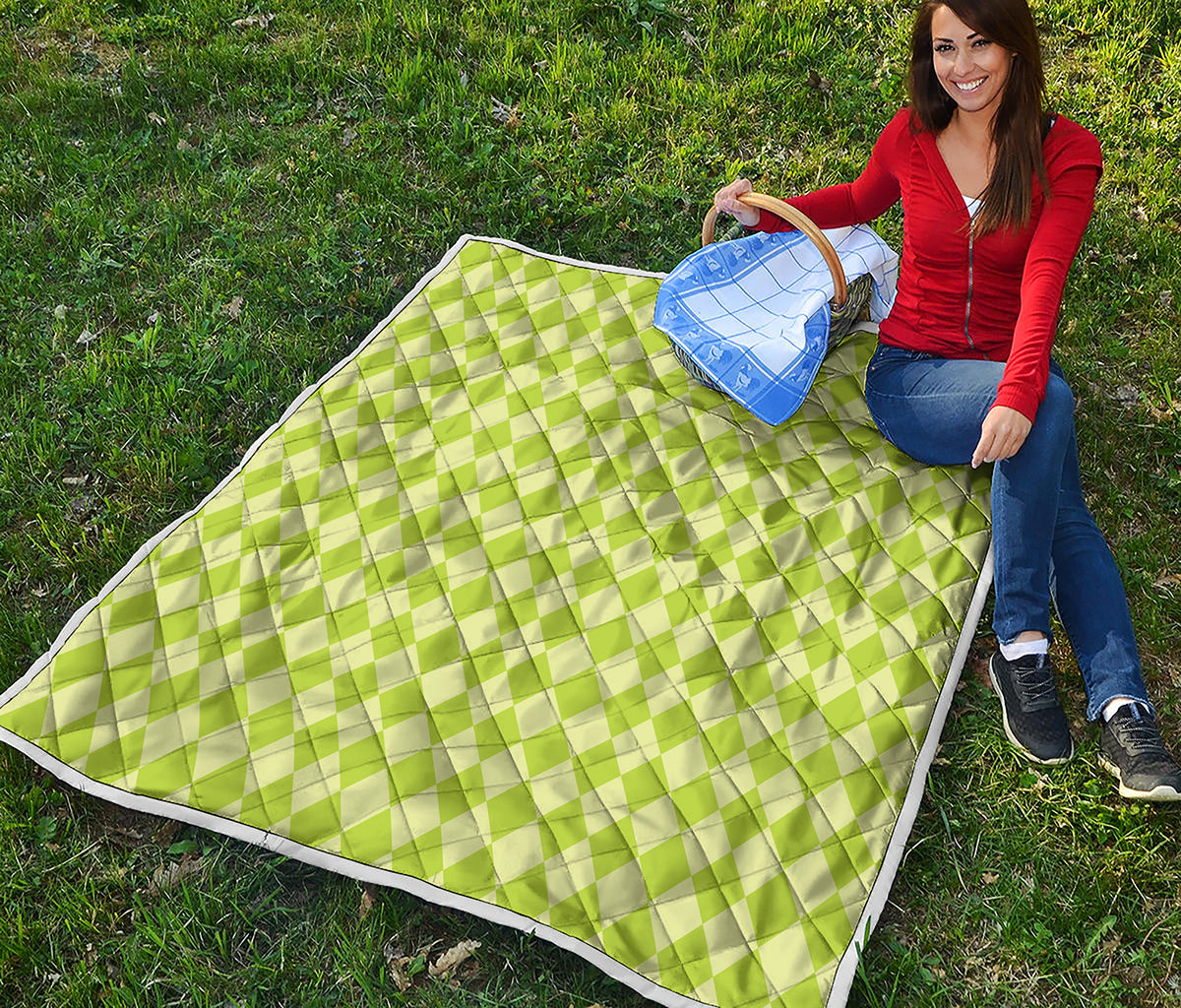 Green Harlequin Pattern Print Quilt