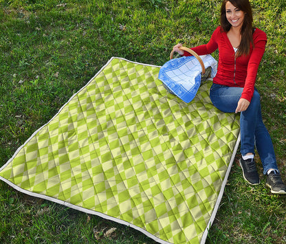 Green Harlequin Pattern Print Quilt