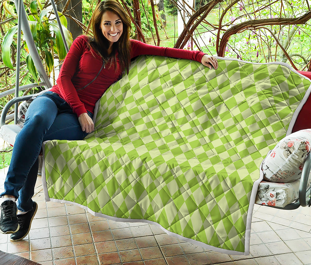 Green Harlequin Pattern Print Quilt