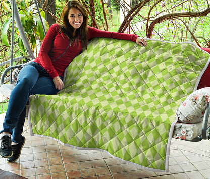 Green Harlequin Pattern Print Quilt