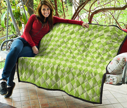 Green Harlequin Pattern Print Quilt