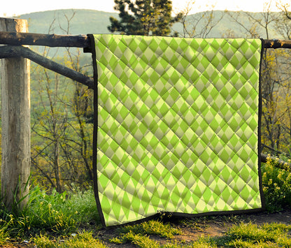 Green Harlequin Pattern Print Quilt