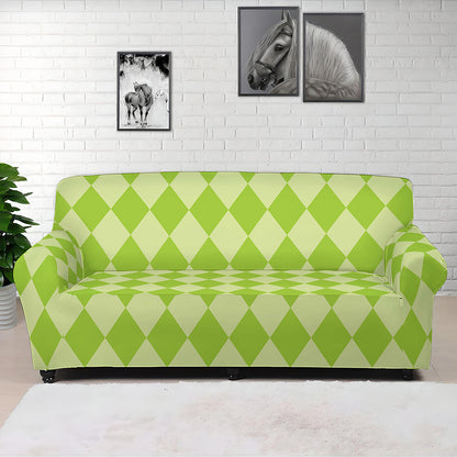 Green Harlequin Pattern Print Sofa Cover