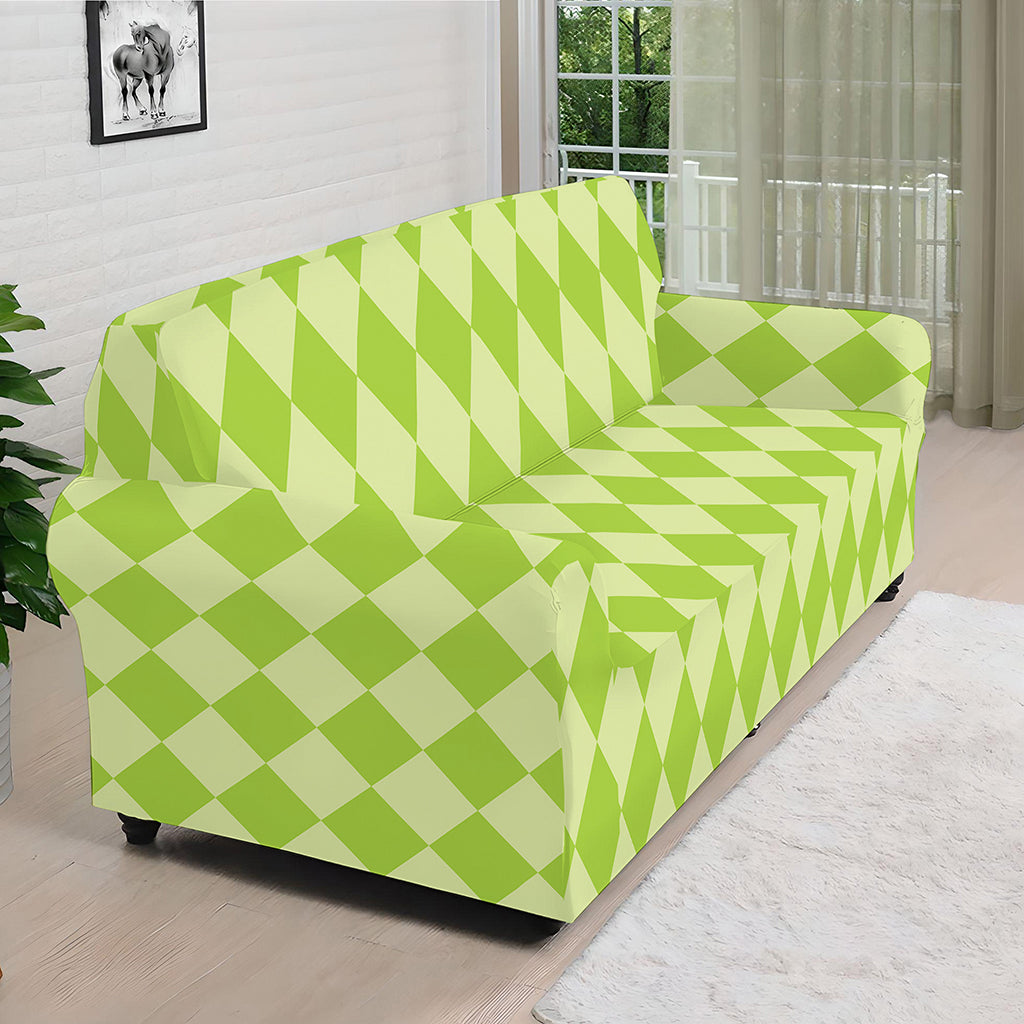 Green Harlequin Pattern Print Sofa Cover