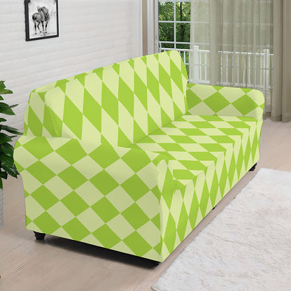 Green Harlequin Pattern Print Sofa Cover