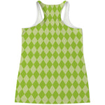 Green Harlequin Pattern Print Women's Racerback Tank Top