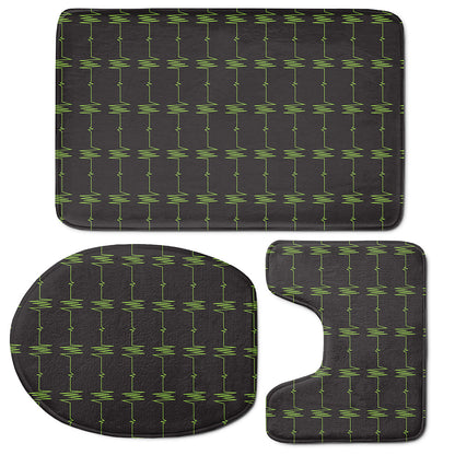 Green Heartbeat Pattern Print 3 Piece Bath Mat Set
