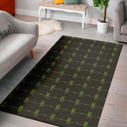 Green Heartbeat Pattern Print Area Rug