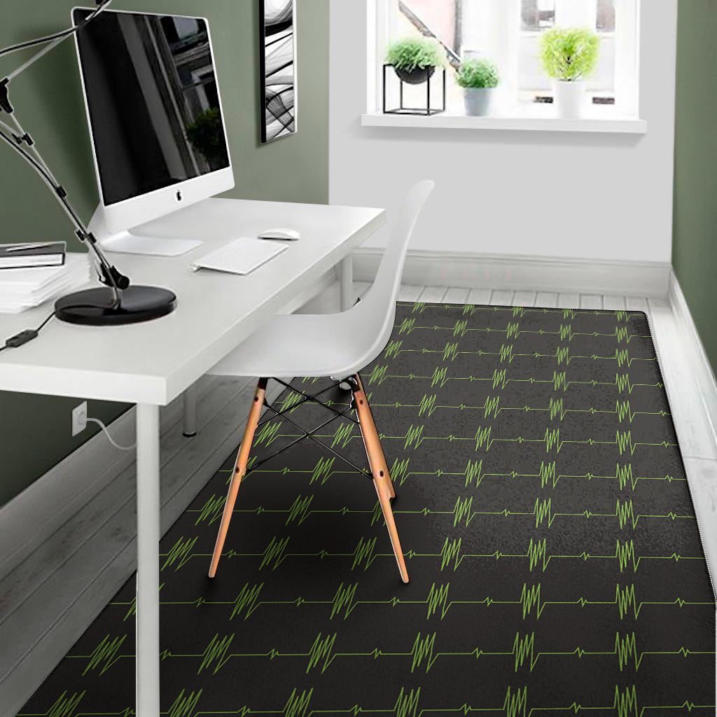 Green Heartbeat Pattern Print Area Rug