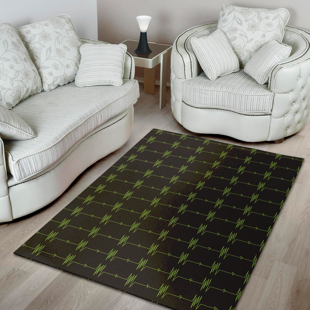 Green Heartbeat Pattern Print Area Rug