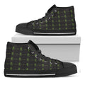 Green Heartbeat Pattern Print Black High Top Sneakers