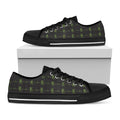 Green Heartbeat Pattern Print Black Low Top Sneakers