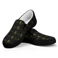 Green Heartbeat Pattern Print Black Slip On Sneakers