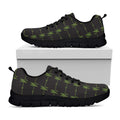Green Heartbeat Pattern Print Black Running Shoes