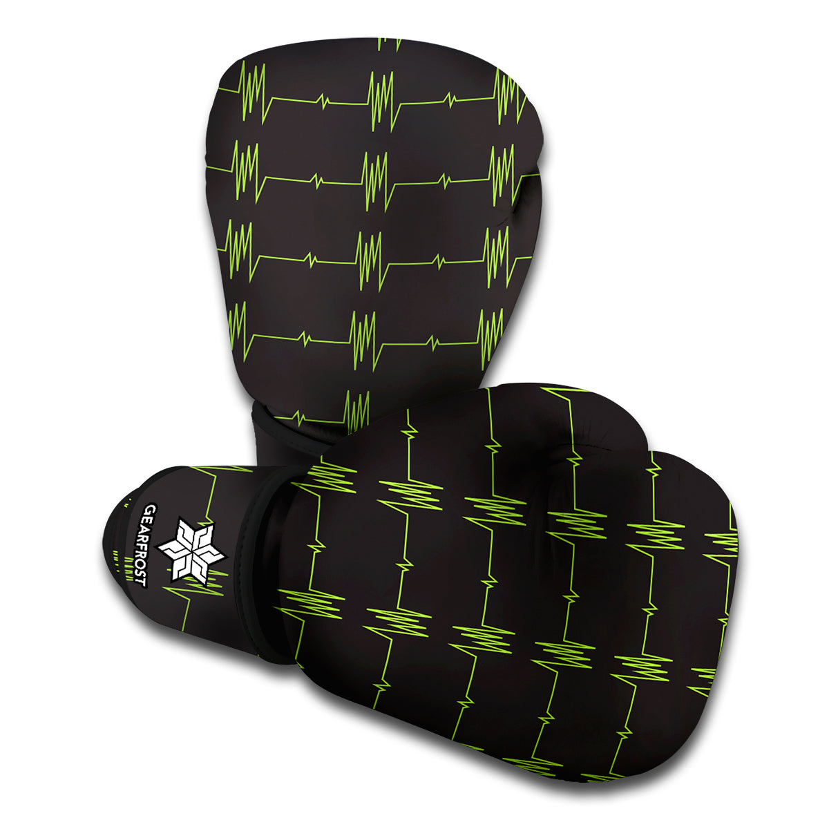 Green Heartbeat Pattern Print Boxing Gloves
