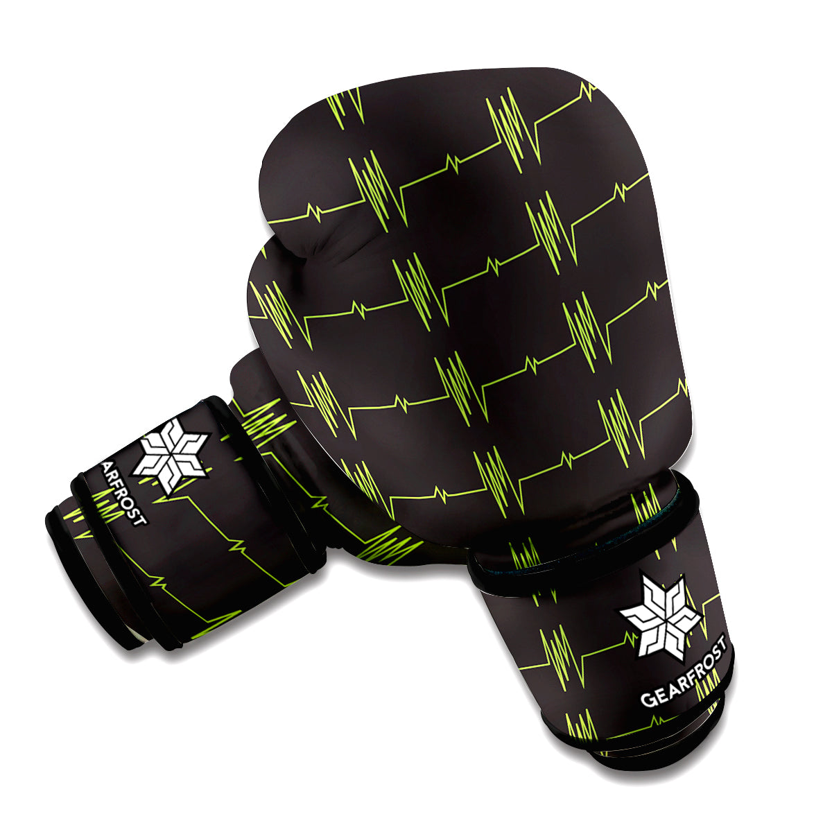 Green Heartbeat Pattern Print Boxing Gloves