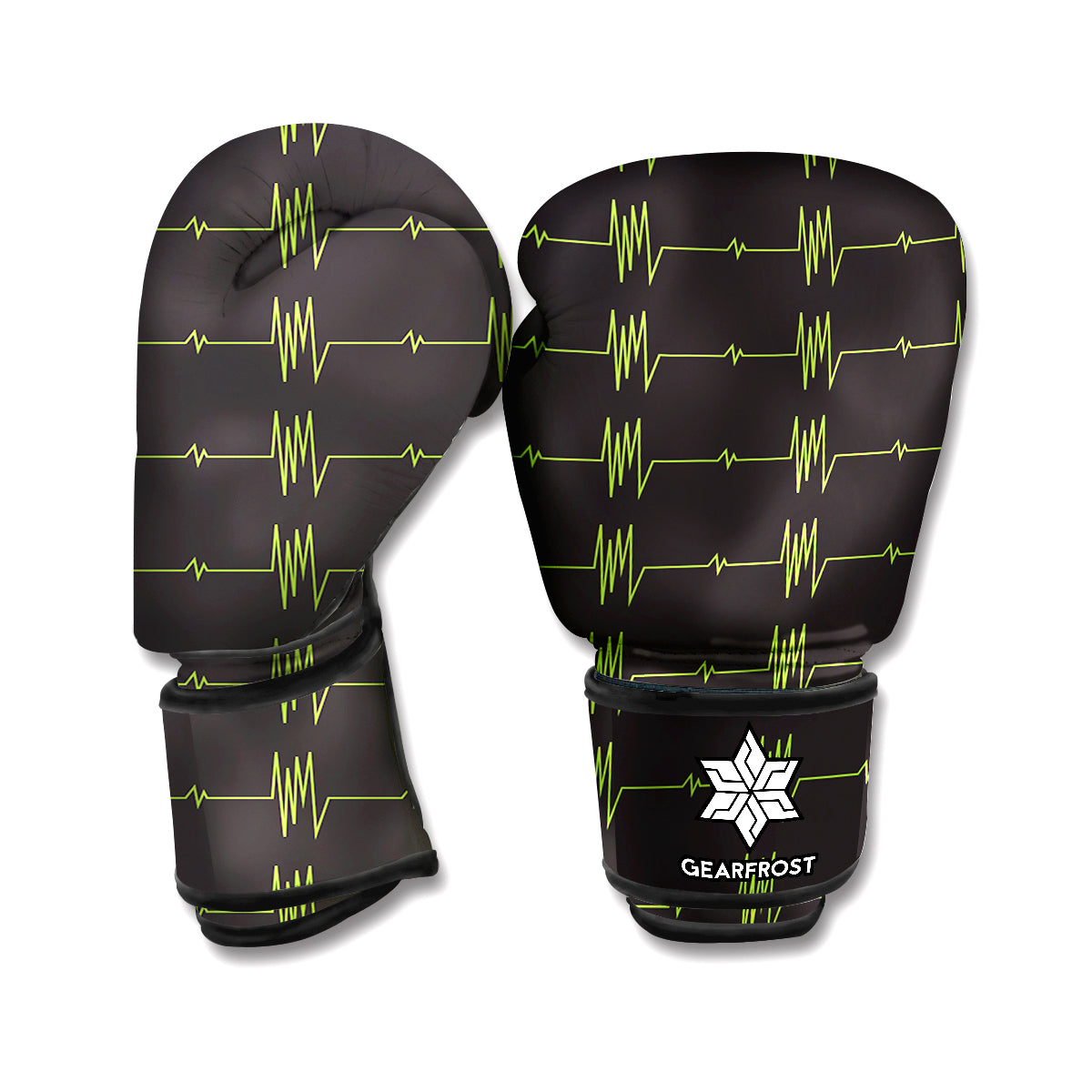 Green Heartbeat Pattern Print Boxing Gloves