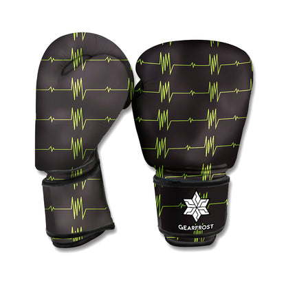 Green Heartbeat Pattern Print Boxing Gloves