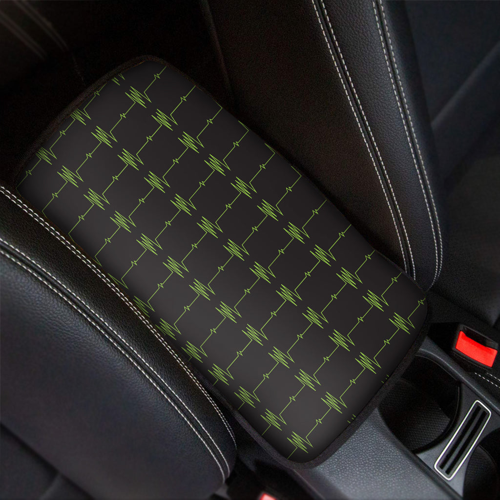 Green Heartbeat Pattern Print Car Center Console Cover