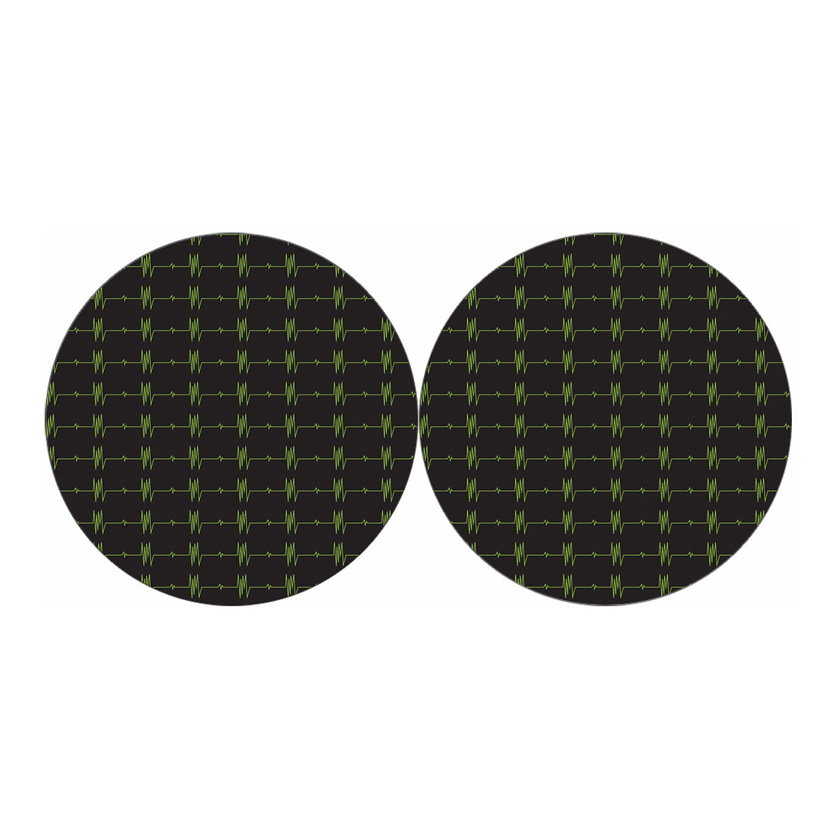 Green Heartbeat Pattern Print Car Coasters