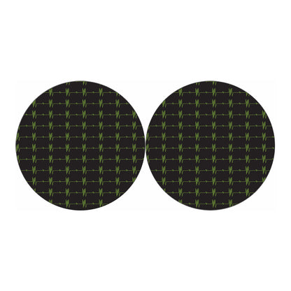 Green Heartbeat Pattern Print Car Coasters