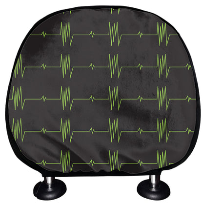 Green Heartbeat Pattern Print Car Headrest Covers