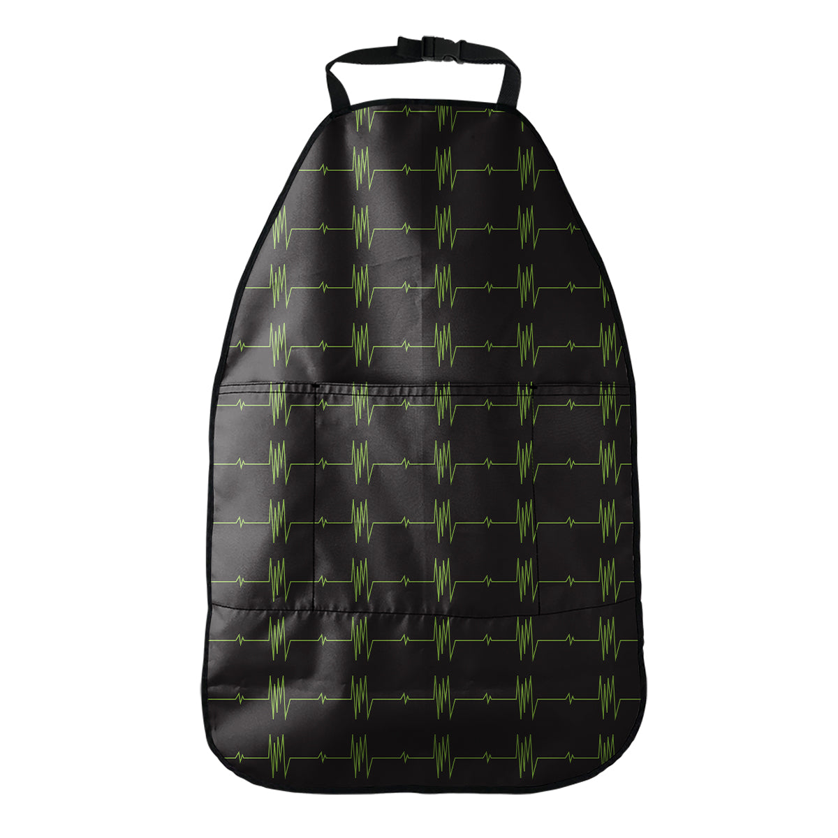 Green Heartbeat Pattern Print Car Seat Organizers