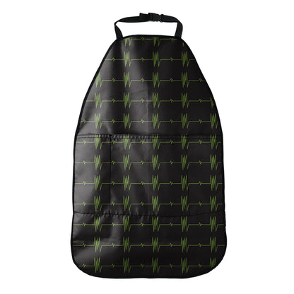 Green Heartbeat Pattern Print Car Seat Organizers