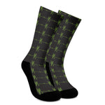 Green Heartbeat Pattern Print Crew Socks
