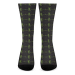 Green Heartbeat Pattern Print Crew Socks