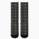 Green Heartbeat Pattern Print Crew Socks