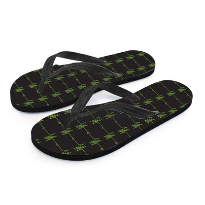 Green Heartbeat Pattern Print Flip Flops