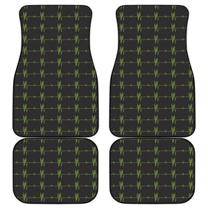 Green Heartbeat Pattern Print Front and Back Car Floor Mats