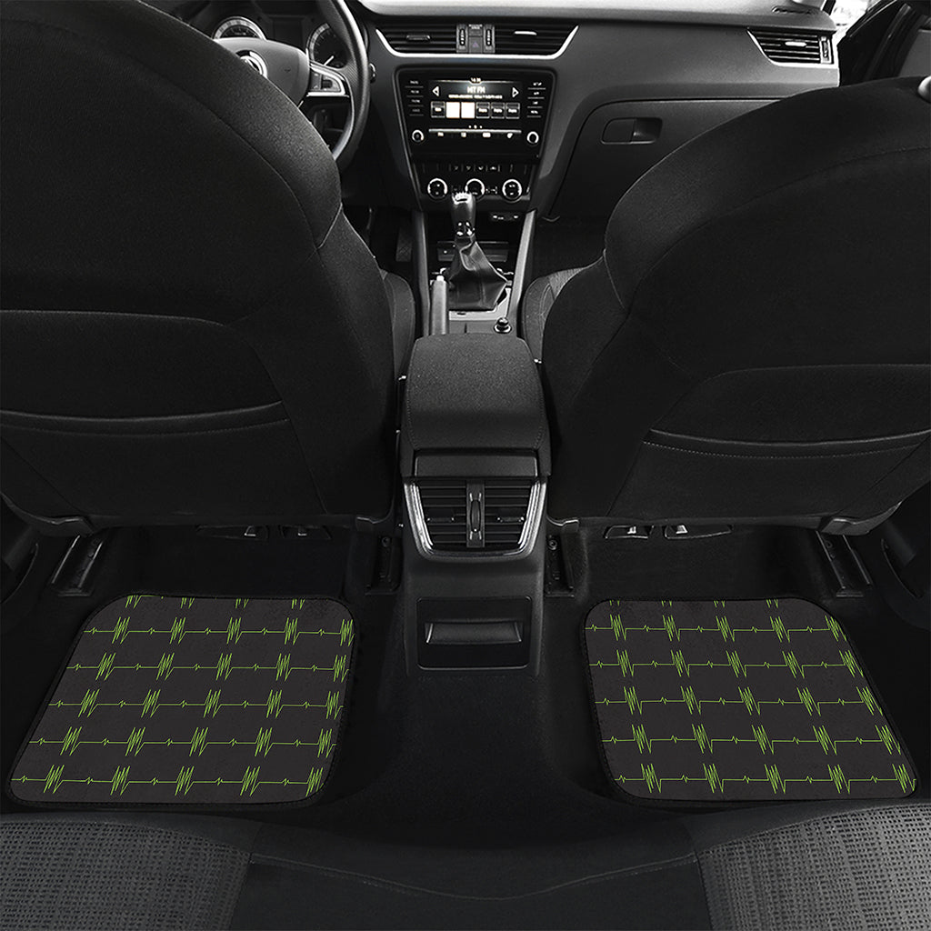 Green Heartbeat Pattern Print Front and Back Car Floor Mats