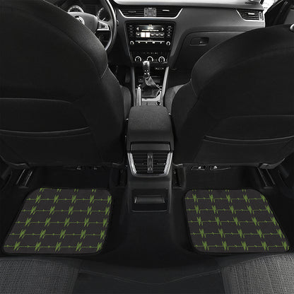 Green Heartbeat Pattern Print Front and Back Car Floor Mats
