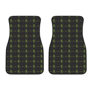Green Heartbeat Pattern Print Front Car Floor Mats