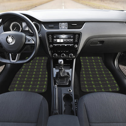 Green Heartbeat Pattern Print Front Car Floor Mats
