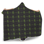 Green Heartbeat Pattern Print Hooded Blanket