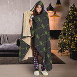 Green Heartbeat Pattern Print Hooded Blanket